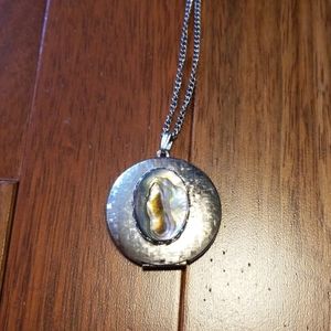 Abalone shell locket necklace